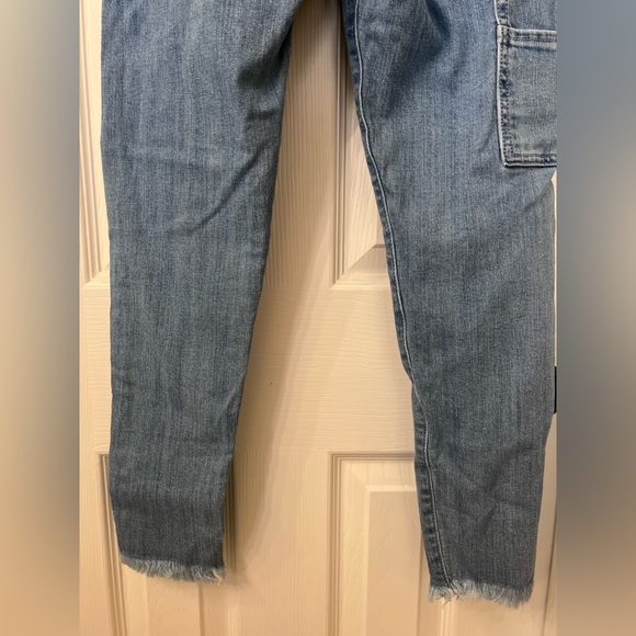 Blue Ankle Jeans with Fringe Bottoms - Picture 7 of 9